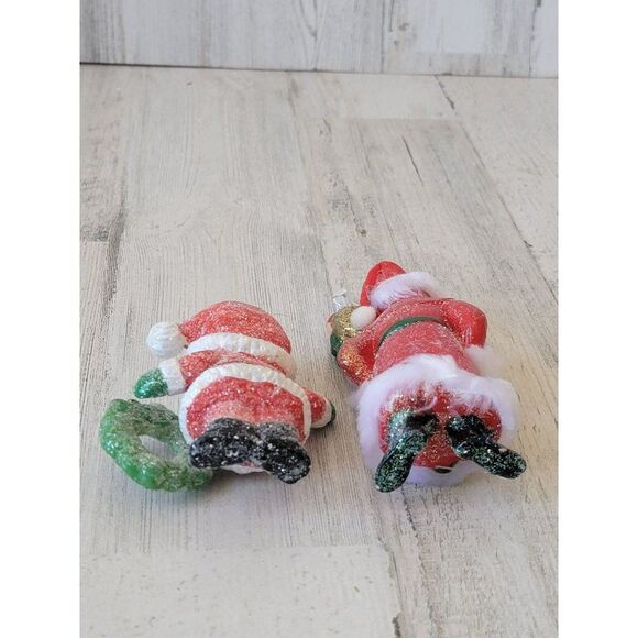 Vintage glitter Santa Claus set gift toy wreath ornament Xmas decor - Picture 10 of 10